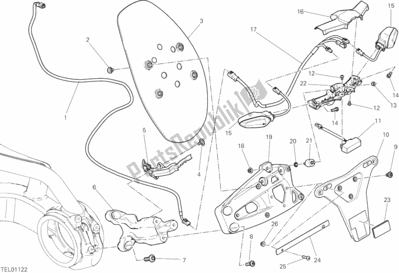 All parts for the Plate Holder of the Ducati Diavel Xdiavel Brasil 1260 2018